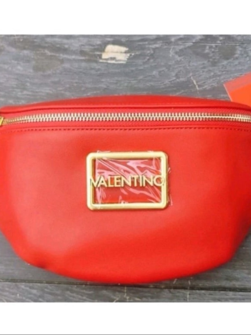 Mario Valentino Princesa Rosso Red Belt Bag Gold Accents